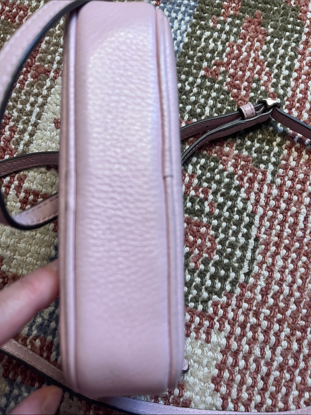 Coach Turnlock Bow Leather Crossbody Pouch Bag Pink Pebble Leather Double Zip - Picture 6 of 13